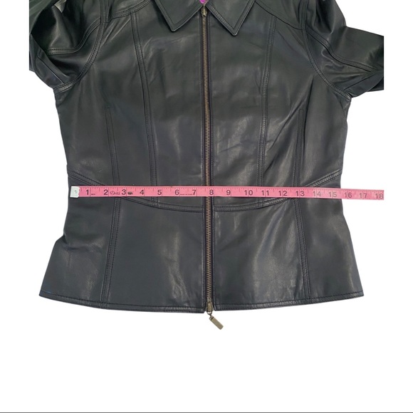 black leather full zip jacket w corset detailing size 6 Super soft NWOT - Picture 10 of 12